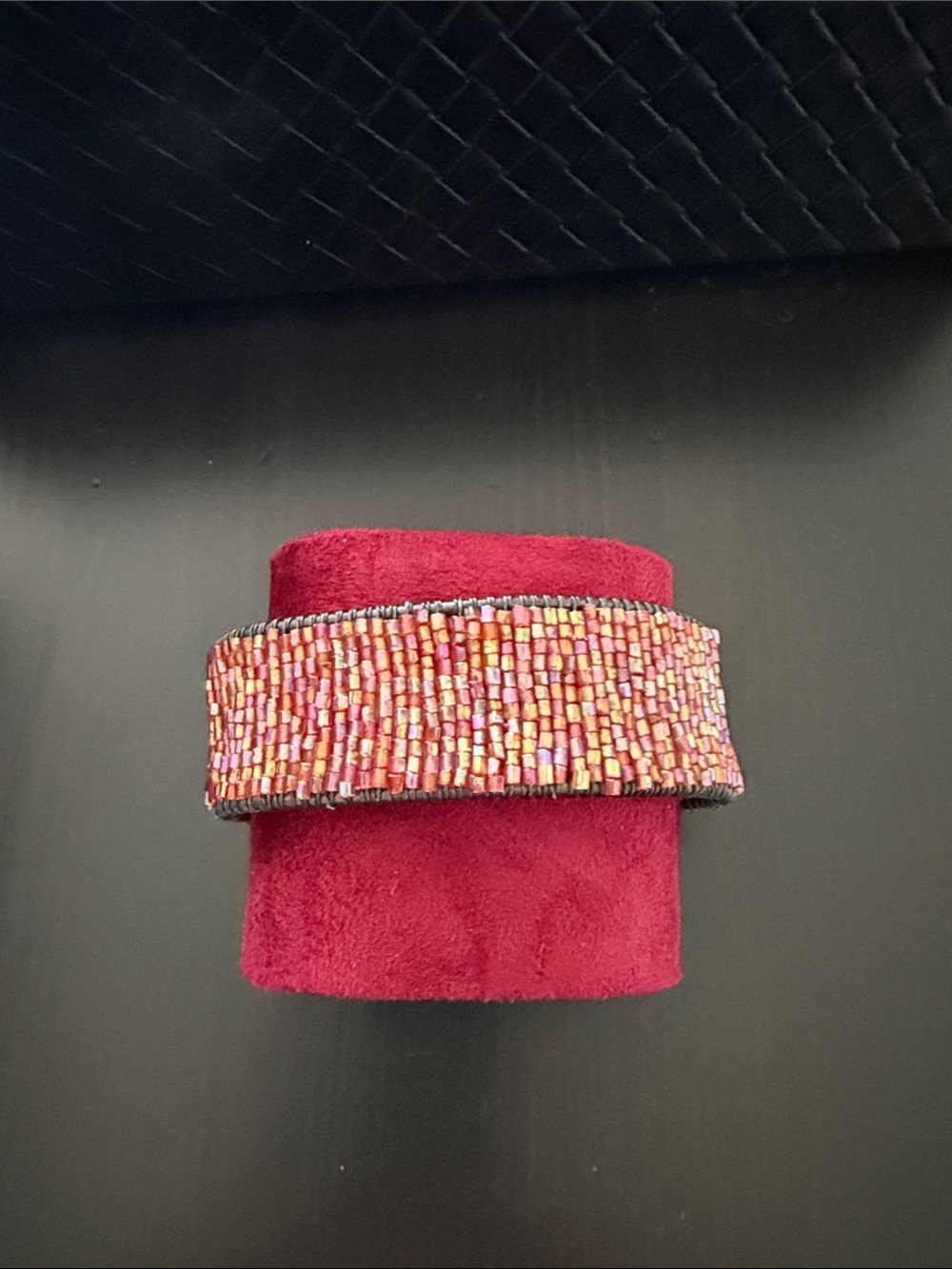 Handcrafted Pink Seed Bead Cuff Bracelet